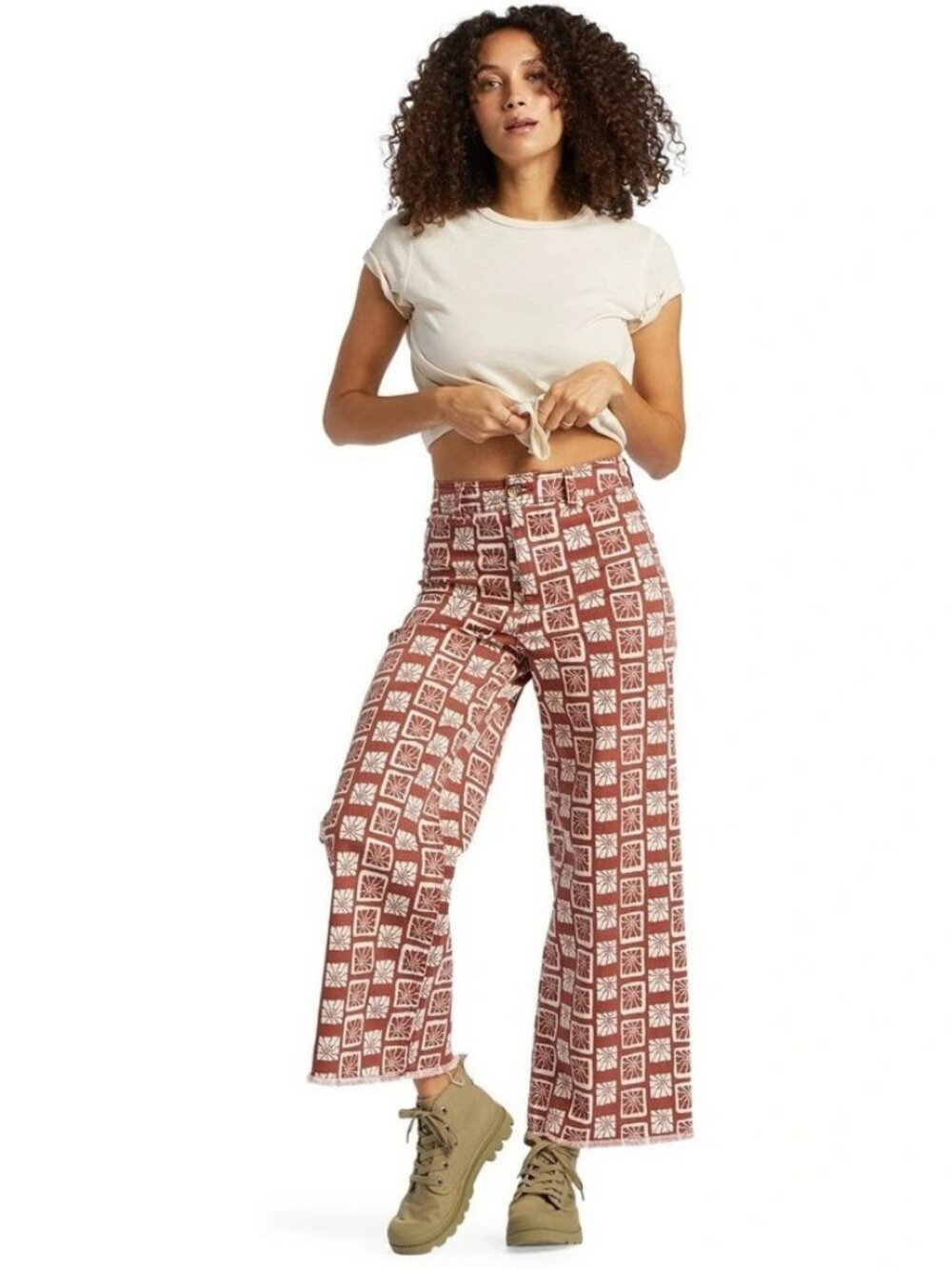 Billabong Free Fall Print Wide Leg Pants Deep Sienna 26